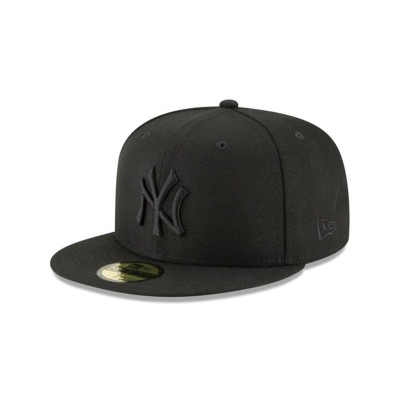 Black New York Yankees Hat - New Era MLB Blackout Basic 59FIFTY Fitted Caps USA1025348